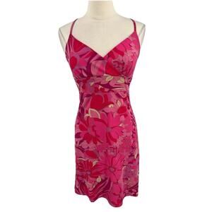 90s Y2K Vintage Express Floral Pink Spaghetti Strap Sundress Groovy Dress 5/6